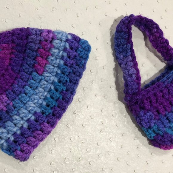 American Girl Clothes (or 18" doll) multi-colour cape, hat, and purse NEW - Picture 2 of 2